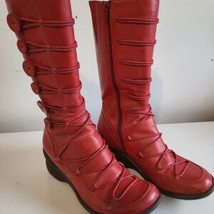 Miz Mooz Red mid calf zip up boots